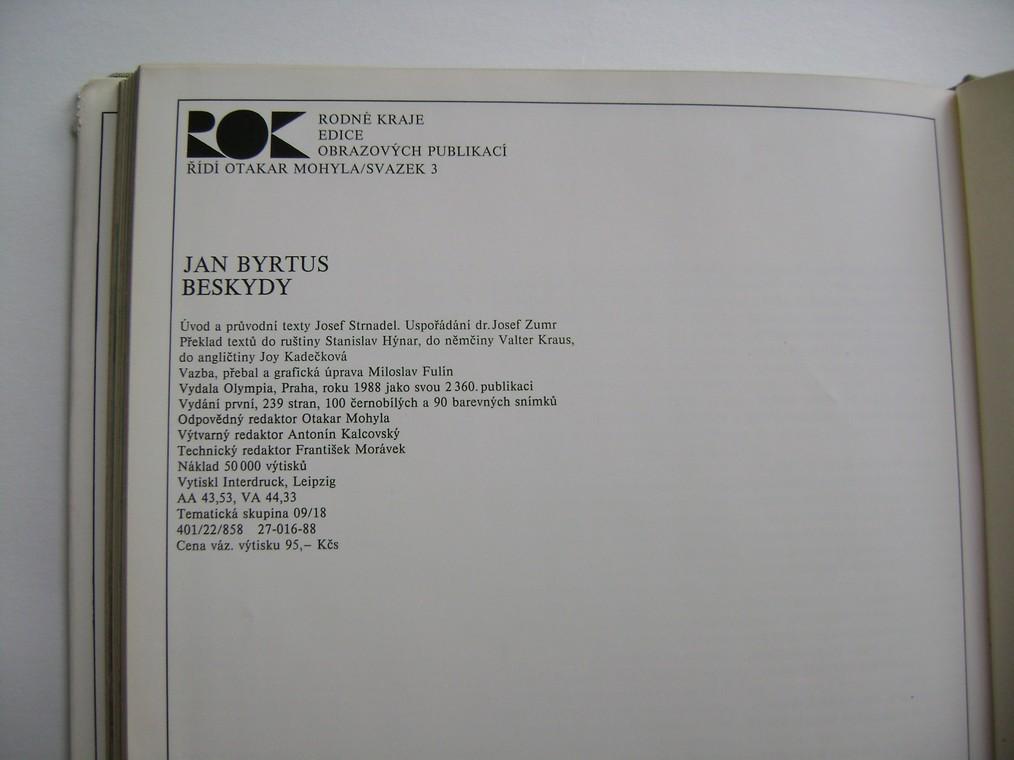 Jan Byrtus: BESKYDY (vyd. 1988, fotografie)