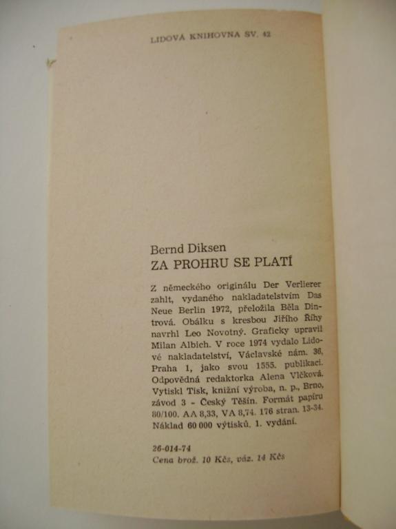 Bernd Diksen: ZA PROHRU SE PLATÃ (detektivnÃ­ pÅÃ­bÄh, 1974)