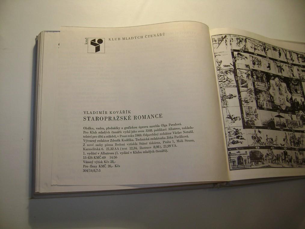 VladimÃ­r KovÃ¡ÅÃ­k: STAROPRAÅ½SKÃ ROMANCE (vyd. 1969, kniha bez pÅebalu)