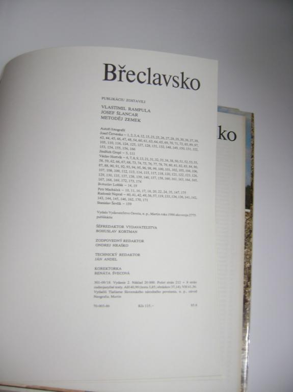 V. Rampula, J. Å lancar, M. Zemek: BÅECLAVSKO (JiÅ¾nÃ­ Morava, okr. BÅeclav, vyd. 1986, fotografie)