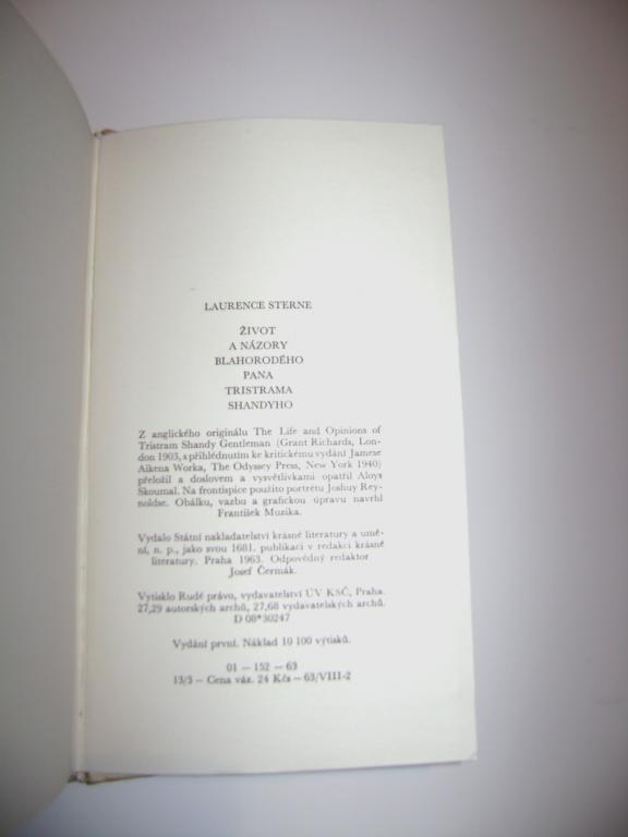 Laurence Sterne: Å½IVOT A NÃZORY BLAHORODÃHO PANA TRISTAMA SHANDYHO (1963) (A)