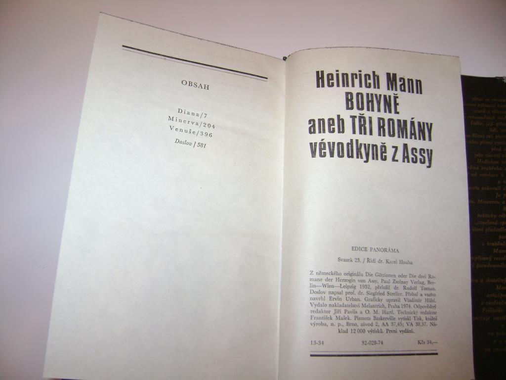 Heinrich Mann: BOHYNÄ aneb TÅI ROMÃNY vÃ©vodkynÄ z Assy (1974) (A)