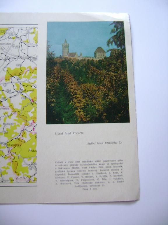 Hrady tvrze zÃ¡mky ve stÅednÃ­ch ÄechÃ¡ch - broÅ¾urka 1968, fotografie, mapa (A)