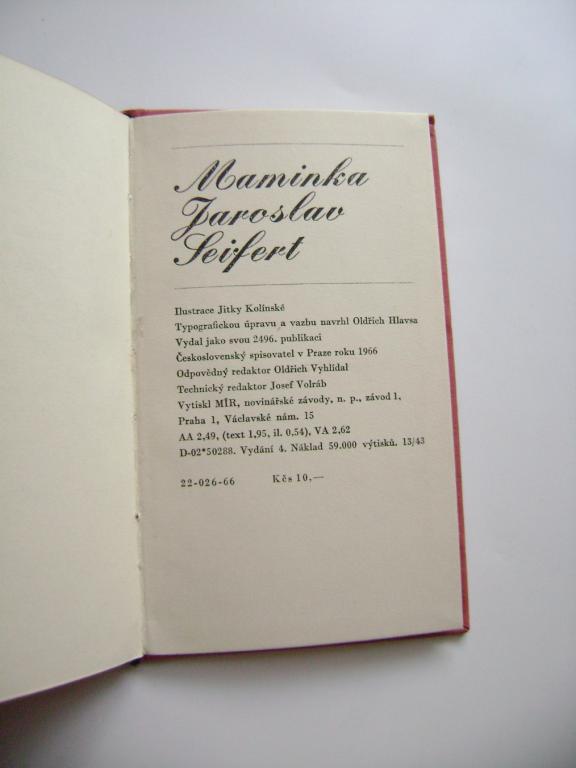 Jaroslav Seifert: MAMINKA (1966) (A)