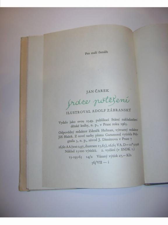 Jan Äarek: SRDCE POTÄÅ ENÃ (1963, il. Adolf ZÃ¡branskÃ½) (A)