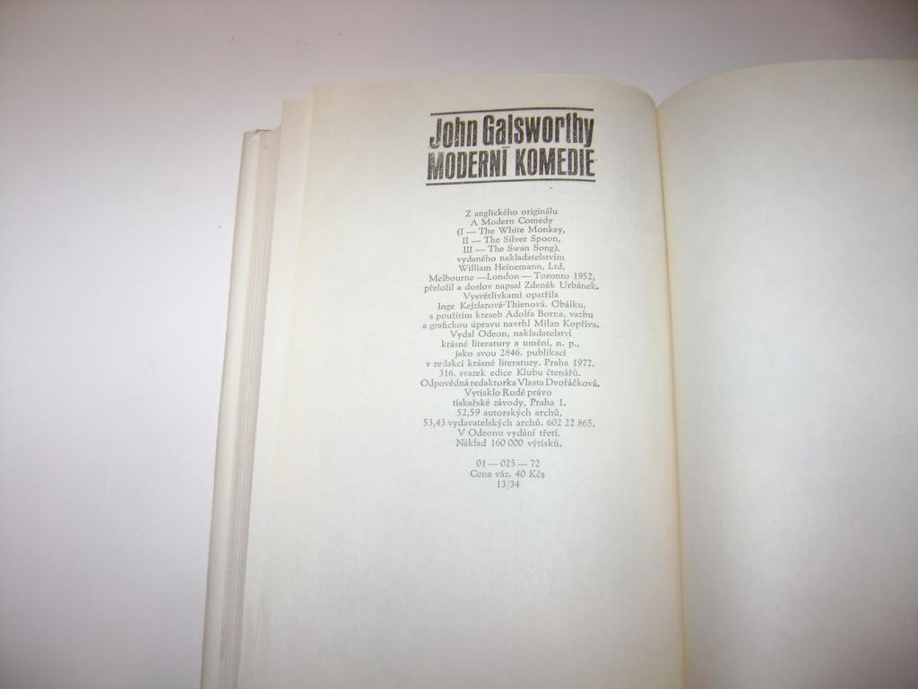 John Galsworthy: MODERNÃ KOMEDIE (1972) (A)