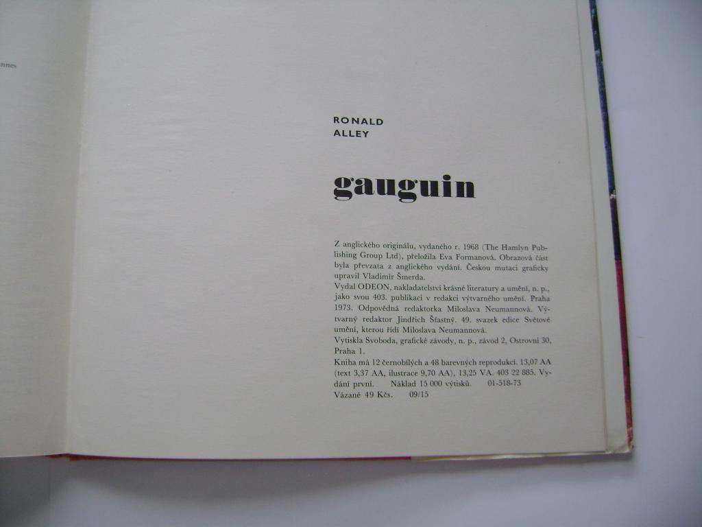 Ronald Alley: GAUGUIN (1973)  (A)