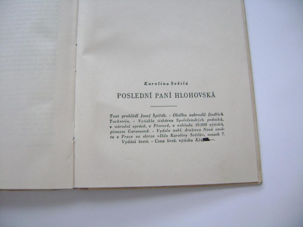 Karolina SvÄtlÃ¡: PoslednÃ­ panÃ­ HlohovskÃ¡ (1949) (A)