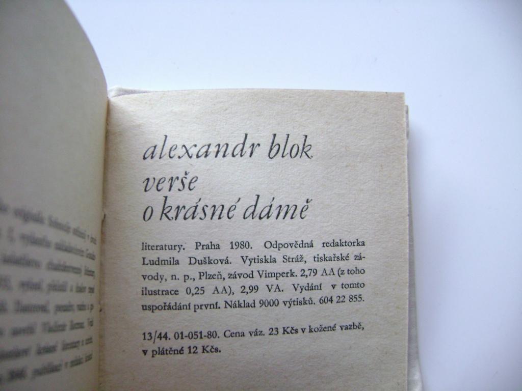 Alexandr Blok: VerÅ¡e o krÃ¡snÃ© dÃ¡mÄ (kolibÅÃ­k, 1980) (A)