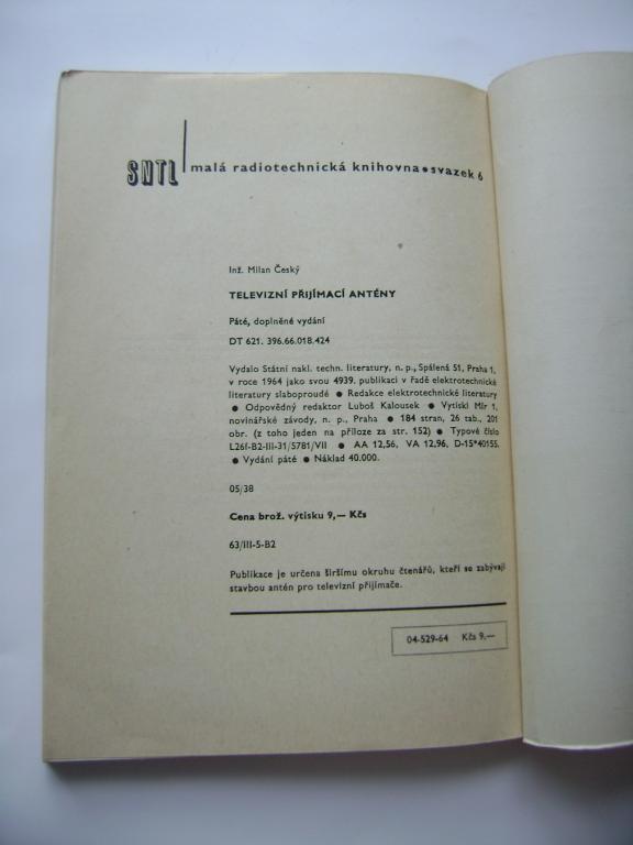 M. Český: Televizní přijímací antény (1964) (A)