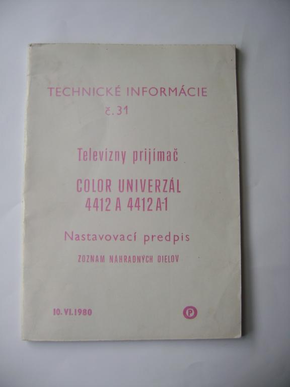 Televize Color univerzál 4412 technické informace, manual (A)