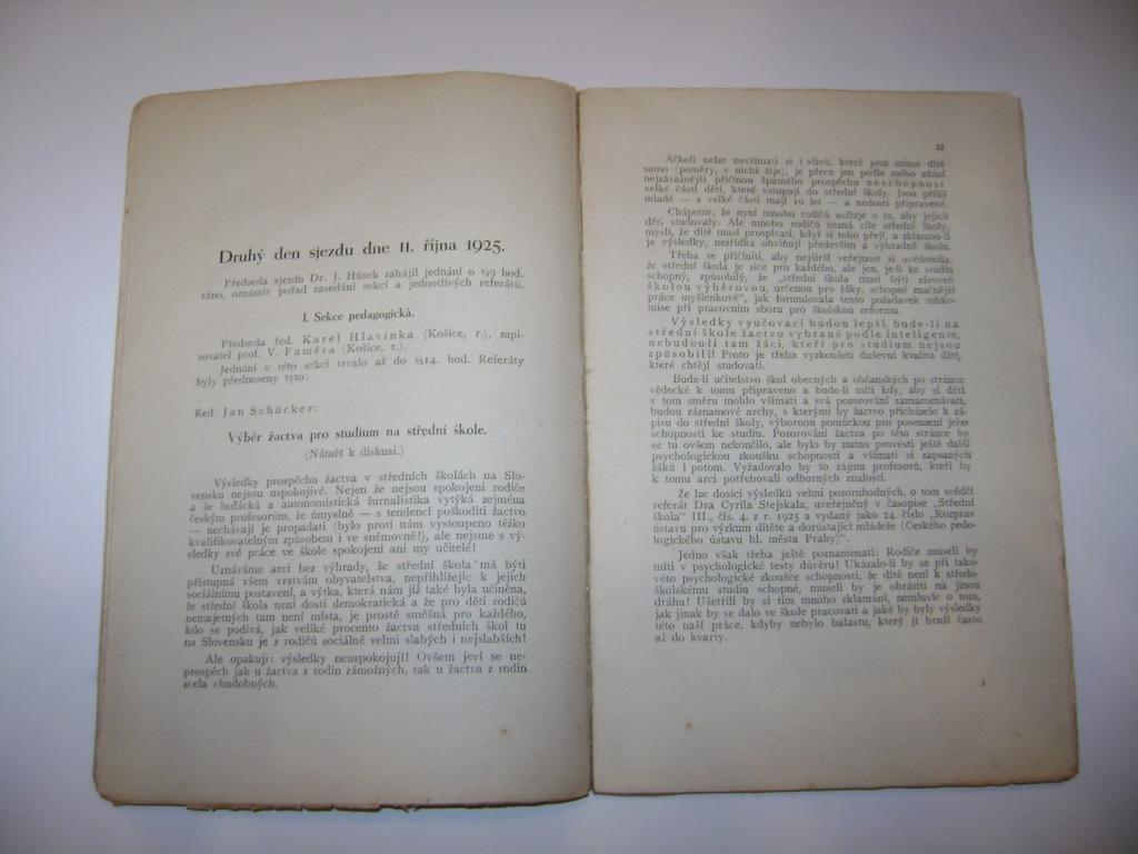 Zpráva o 1. pracovním sjezdu profesorů ze Slovenska Lubochňa 1925 (A)