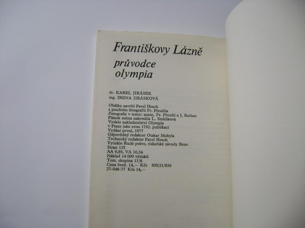 Františkovy Lázně - průvodce (Olympia 1977, příloha mapka) (A)