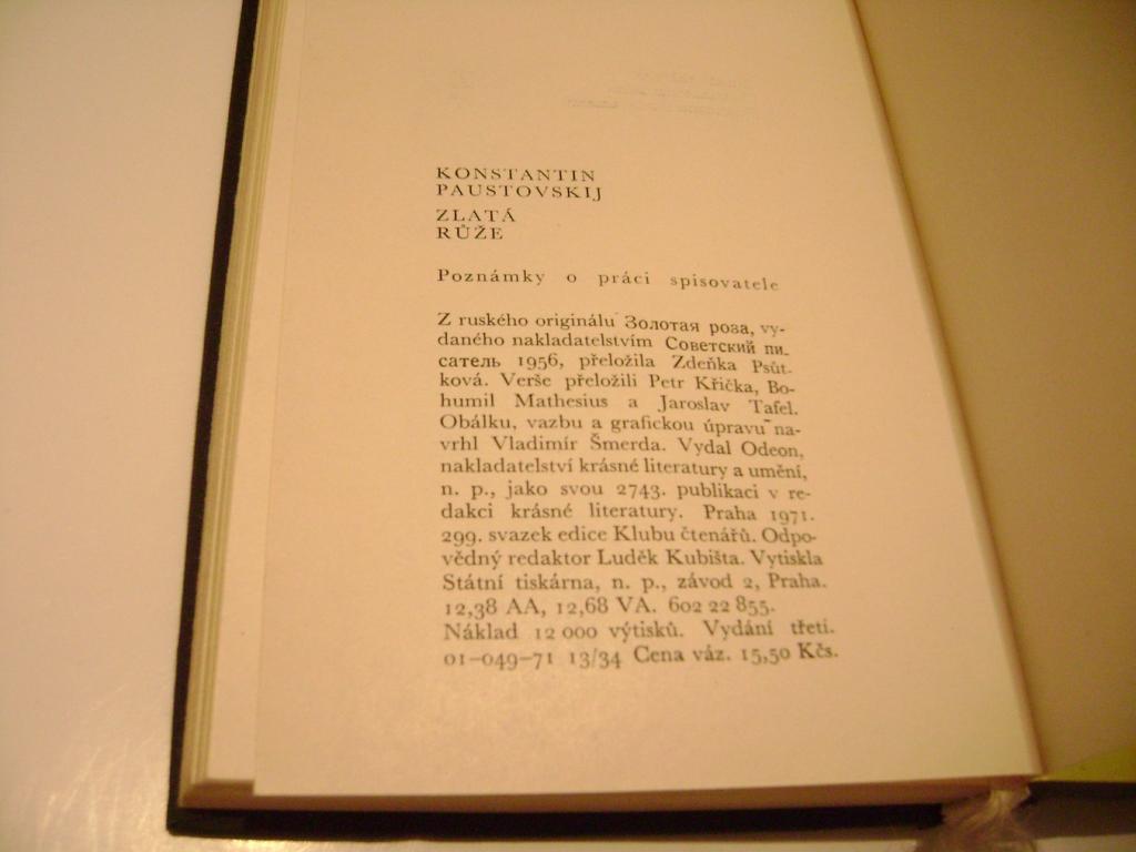 Konstantin Paustovskij: Zlatá růže (1971) (A)