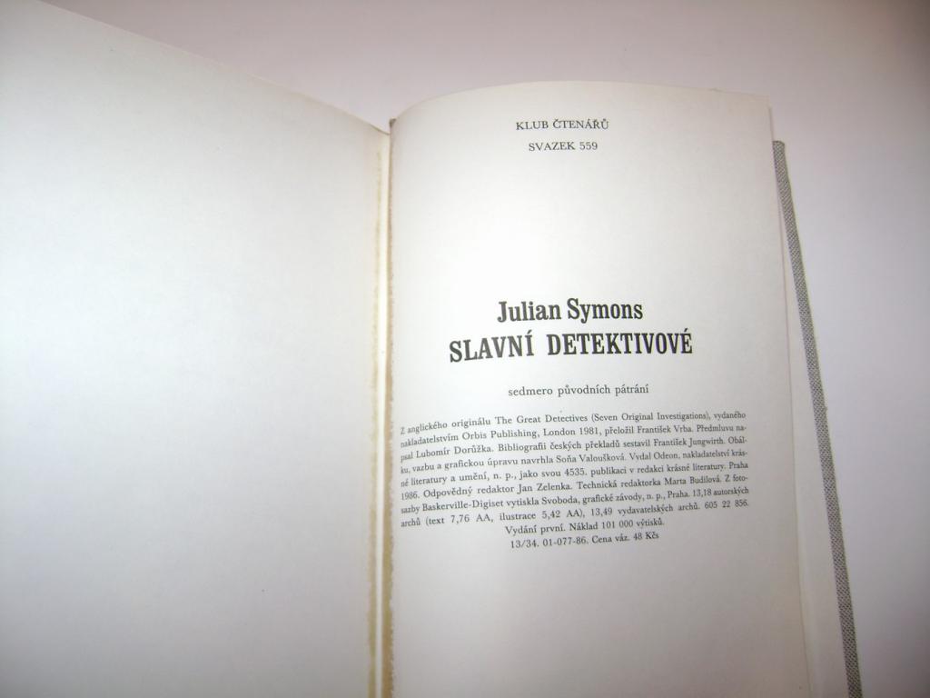Julian Symons: Slavní detektivové (1986) (A)