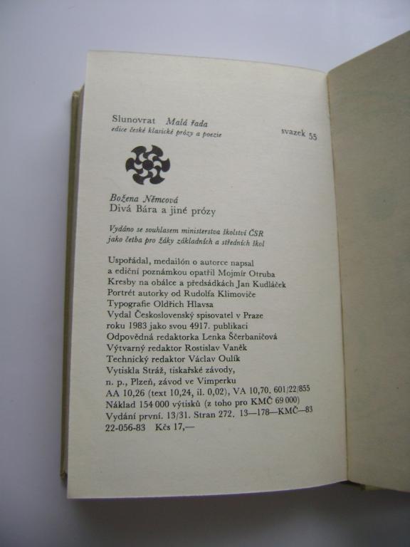 Božena Němcová: Divá Bára a jiné prózy (1983) (A)