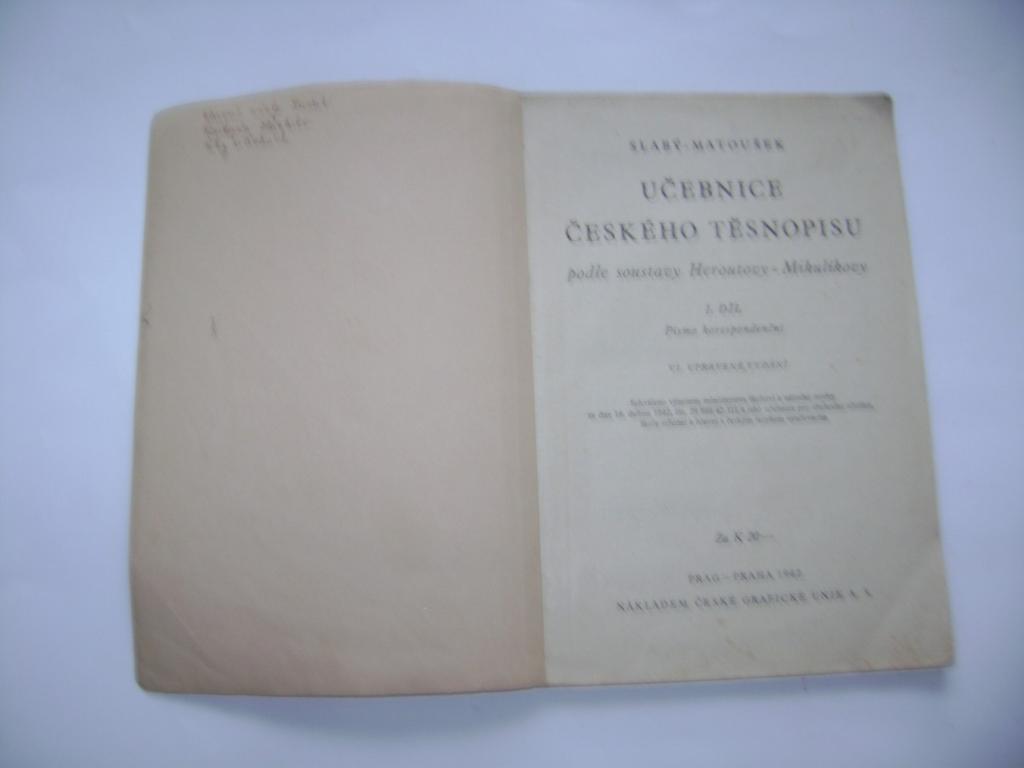 Slabý, Matoušek: Učebnice českého těsnopisu I. (1942) (A)