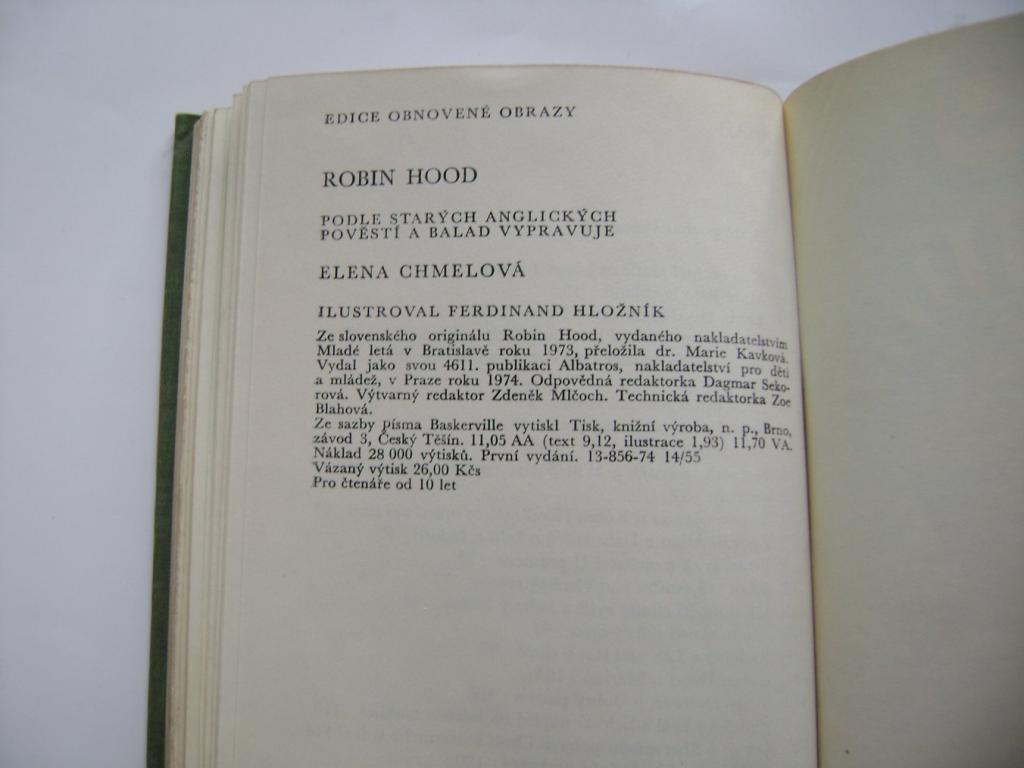 ROBIN HOOD vypravuje Elena Chmelová (1974) (A)
