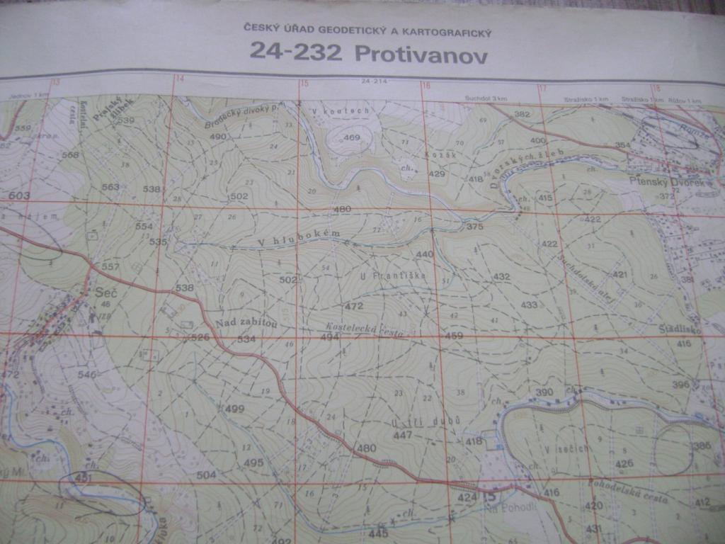 Topografická mapa pro brannou výchovu Protivanov 1975 (A)