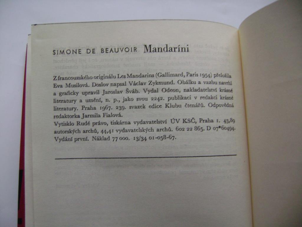  Simone de Beauvoir - Mandaríni (1967) (A)