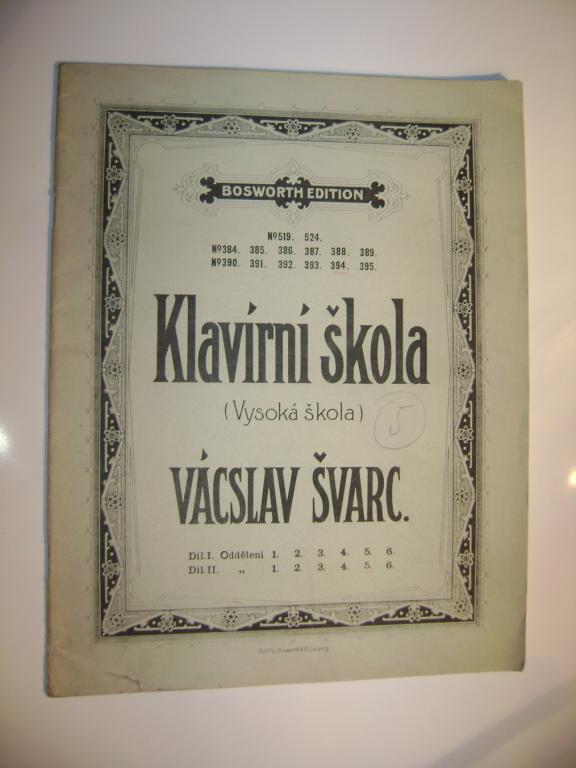Vácslav Švarc: Klavírní škola (Bosworth edition) staré noty (A)