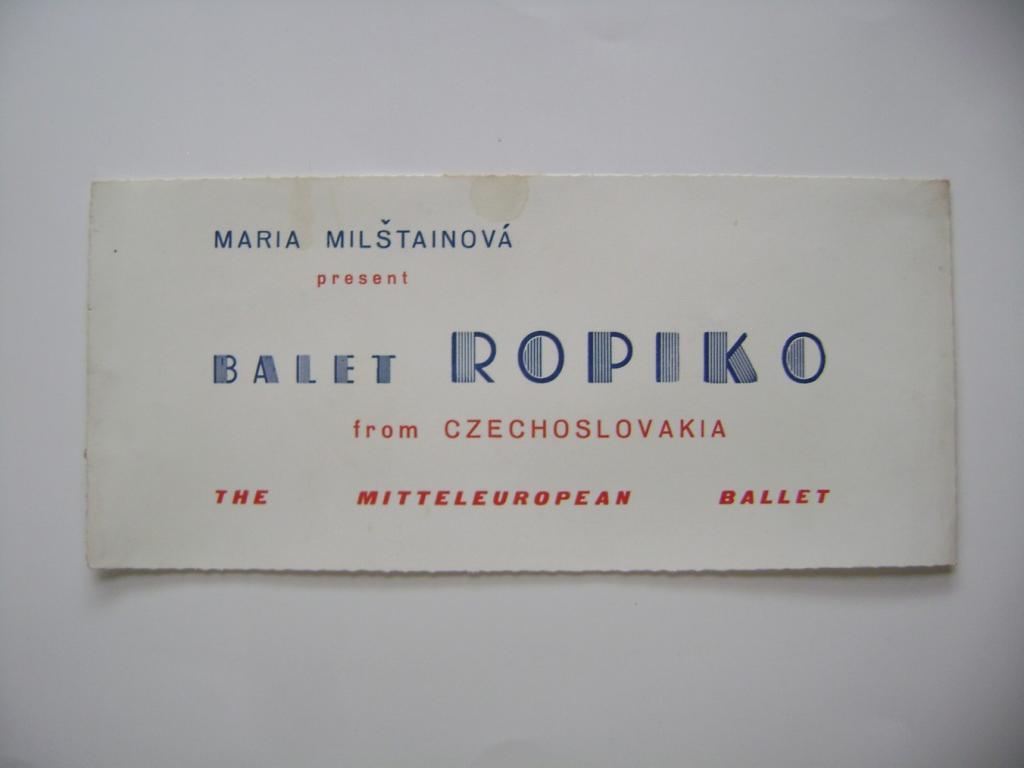 Varieté ROZMARÝN Brno balet Ropiko reklamní lístek (A)