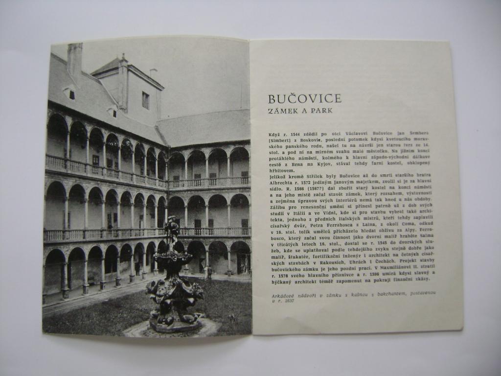 Zámek a park Bučovice brožurka 1964 (A)