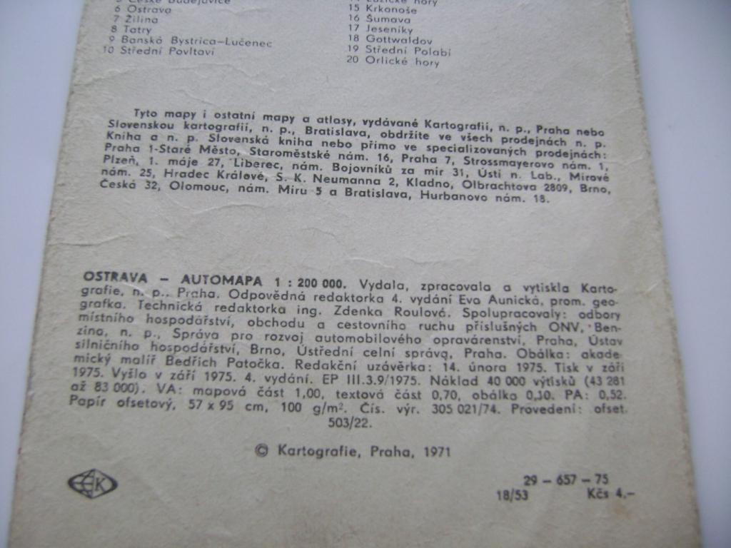 Automapa Ostrava r. 1971 (A)