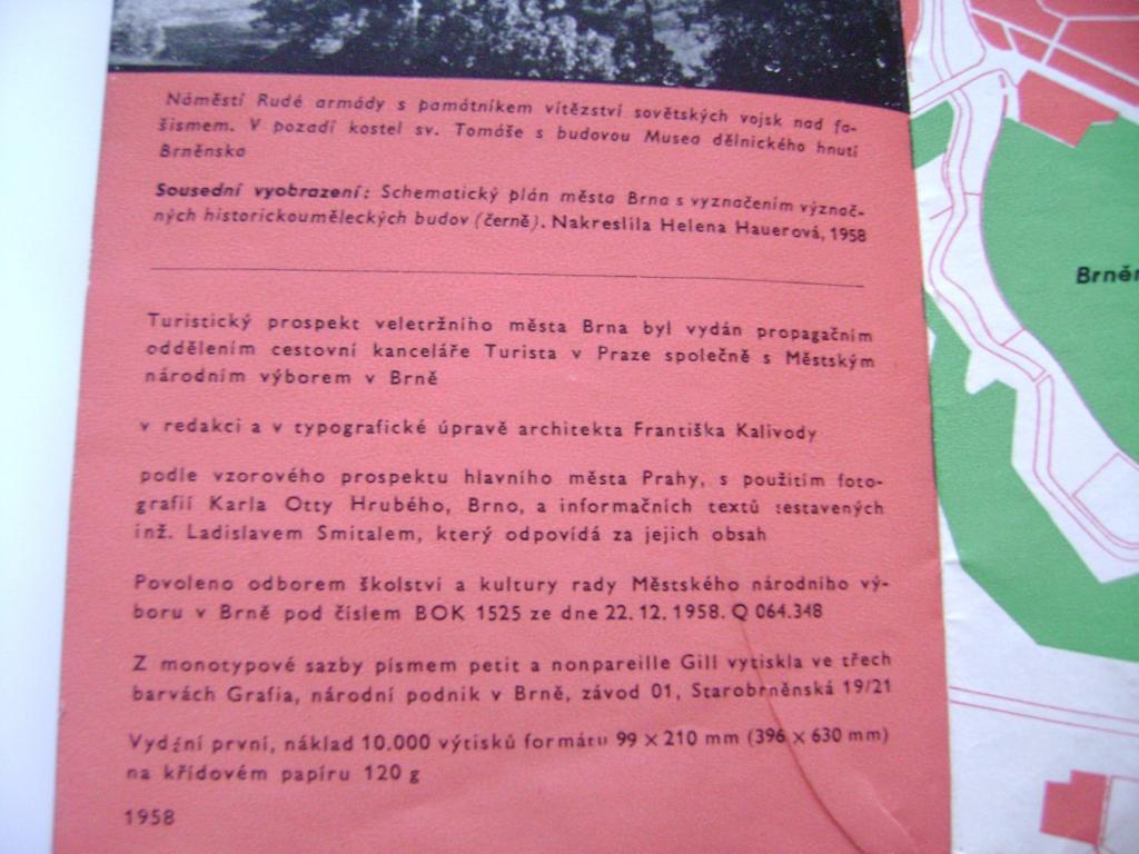 Brno rozkládací leták mapy fotografie 1959 (A)