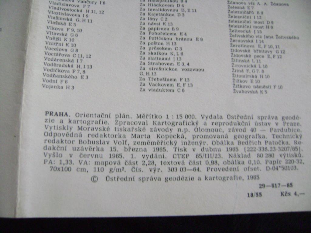 Praha spartakiáda 1965 orientační plán mapa MHD (A)