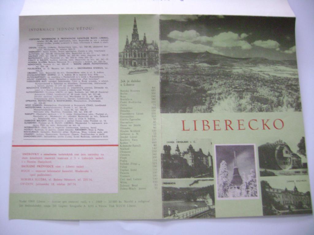 Liberec a okolí turistické trasy a výlety, mapa 1969 (A)