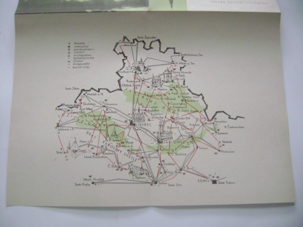 Liberec a okolí turistické trasy a výlety, mapa 1969 (A)