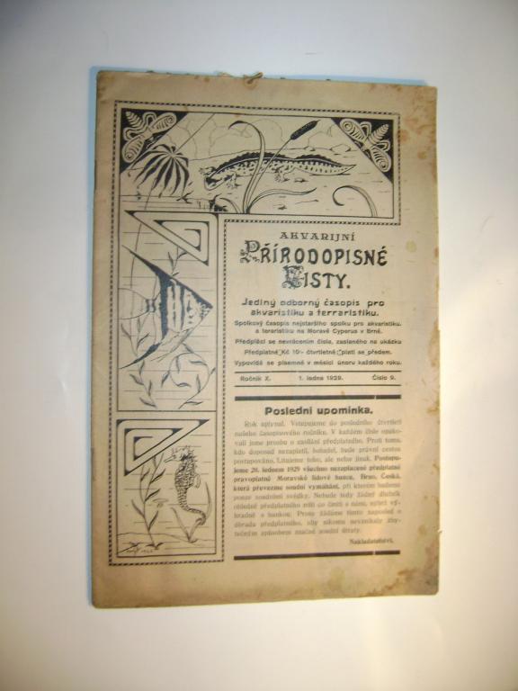 Akvarijní přírodopisné listy (leden 1929) (A)