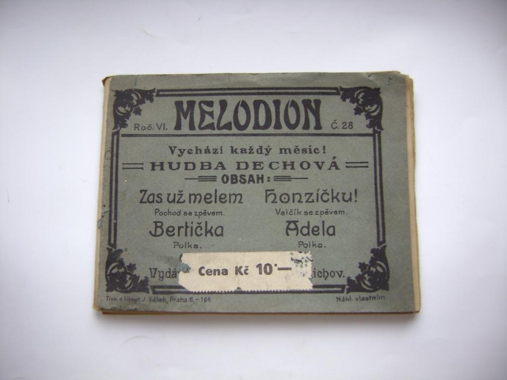 Staré noty Melodion dechová hudba 4 písně (A)