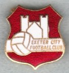 Anglická 3. soutěž: Exeter City  FC, smaltovaný, brooch pin, 22 x 22 mm